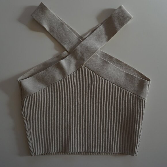 Babaton Sculpt Knit Criss Cross Cropped Tank Matte Pearl - Picture 2 of 3